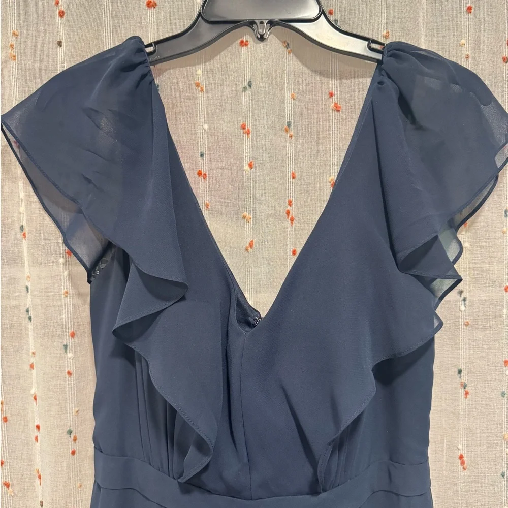 Jenny Yoo Sz 6 Elegant Navy Blue Evening Gown - Picture 4 of 7